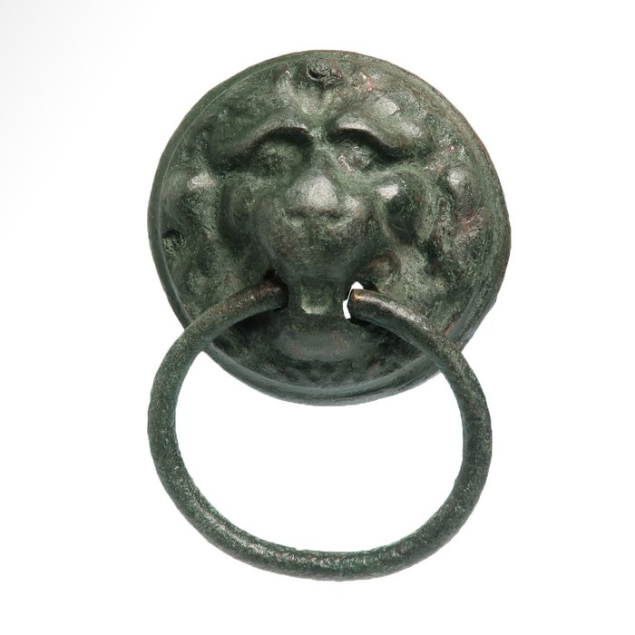 Romain antique Bronze Applique de masque de lion
