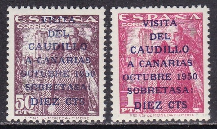 Hiszpania 1951 - Wizyta Caudillo na Wyspach Kanaryjskich - Gran Centraj - Edifil 1088-1089