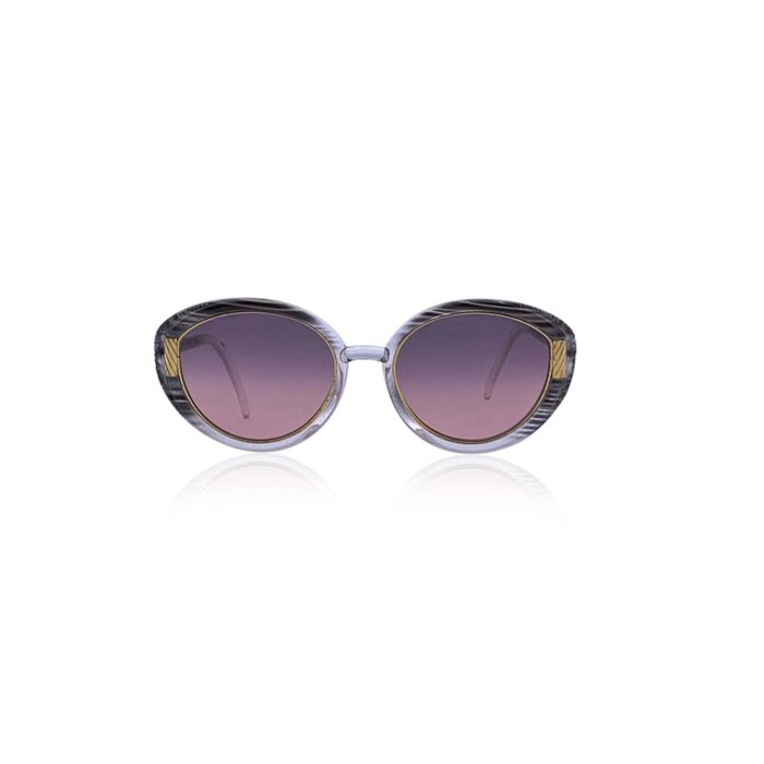 Other brand - Vintage Grey Gradient B10 Crystals Oval Sunglasses 140 mm - Sonnenbrillen