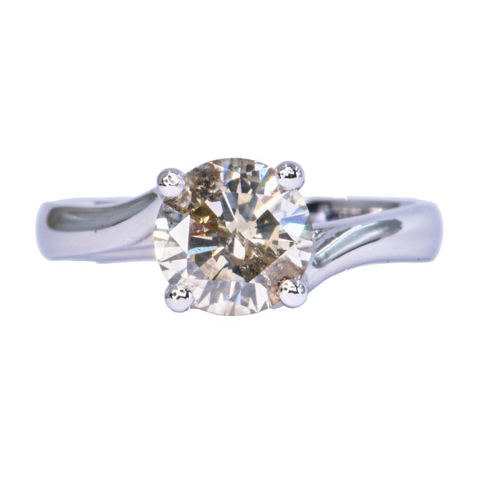 Ohne Mindestpreis - Ring - 14 kt Weißgold -  1.51 tw. Grau Diamant  (Natürlich farbig) 