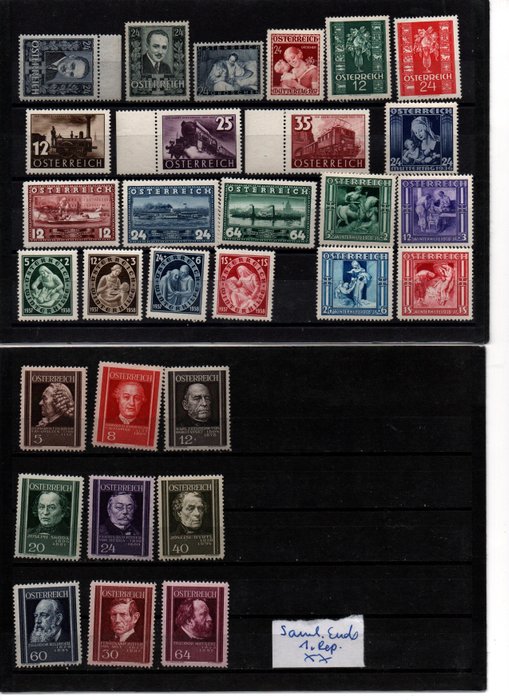Österrike 1935/1937 - Samling från slutet av Första Republiken med vackra meningar m.m. Läkare etc. finfin mynta aldrig - Katalognummer 627-659