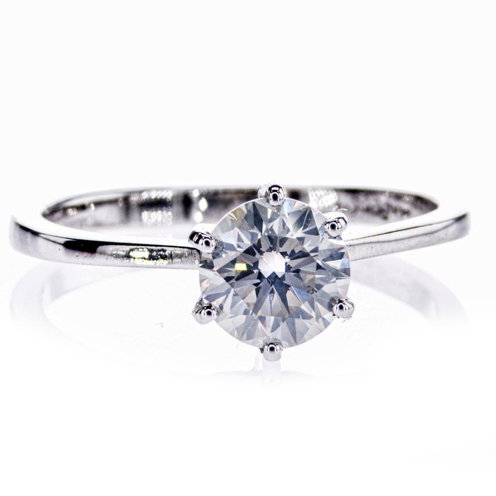 没有保留价 - 订婚戒指 - 14K包金 白金 -  1.06 tw. 钻石  (天然) 