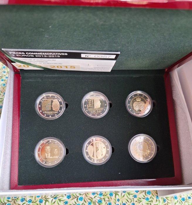 Luxemburgo. 2 Euro 2013/2015 (6 coins) Proof  (Sem preço de reserva)