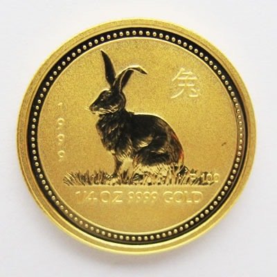 澳大利亞. 25 Dollars 1999 Year of the Rabbit, 1/4 Oz (.999)