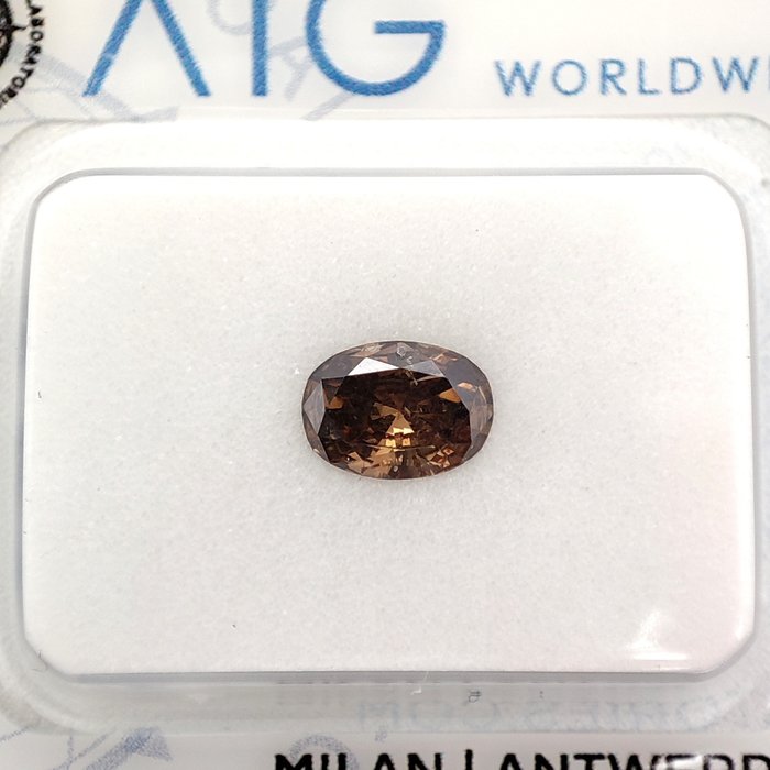 Diamant - 0.43 ct - Oval - Fancy Deep Yellowish Brown - SI1 *No Reserve Price*