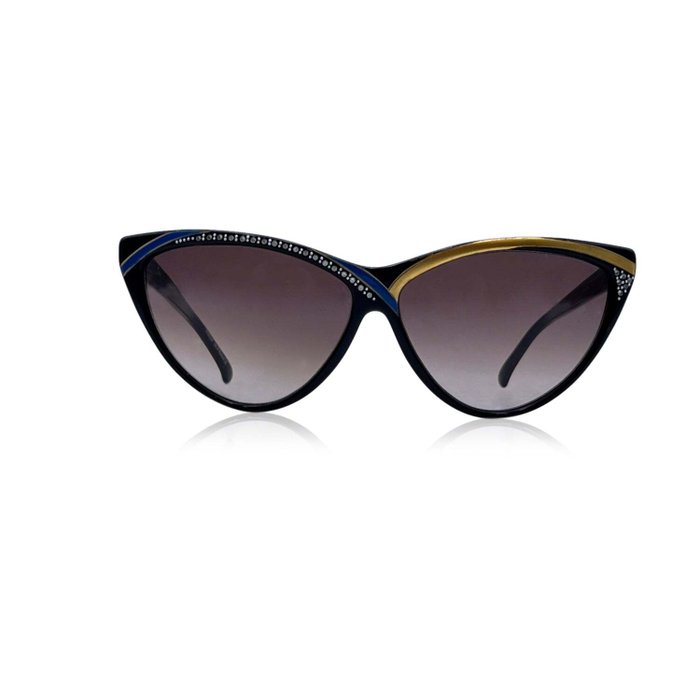 Other brand - Premier Vintage Black Acetate Sunglasses with Crystals Mod. Horizon - Okulary przeciwsłoneczne