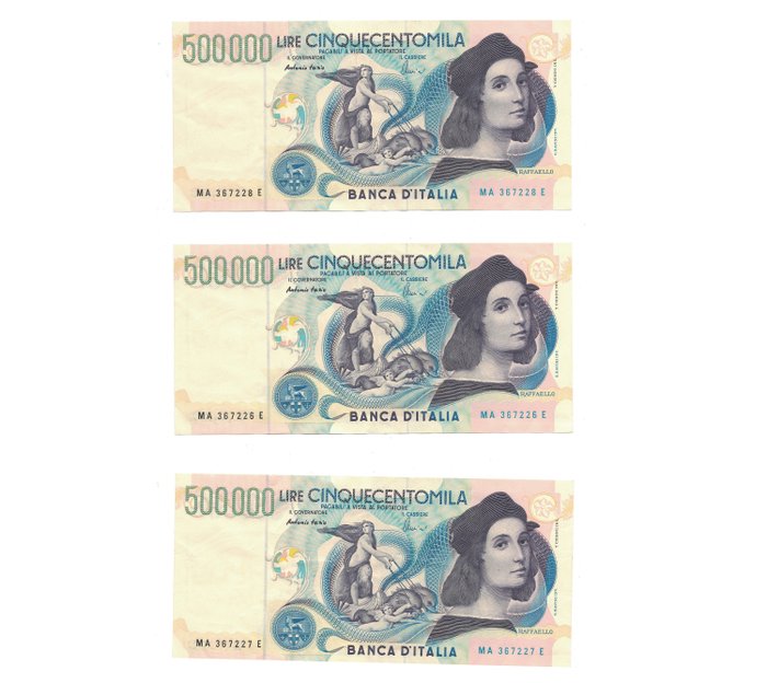 Italien. 3 x 500.000 Lire 1997 "Raffaello" - Gigante BI 86 A