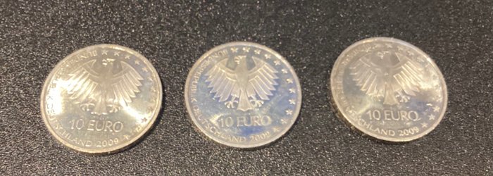 德國. 10 Euro 2009 (3 stuks)  (沒有保留價)