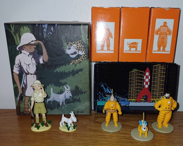 Moulinsart 46523 - Tintin et Milou au Congo & Moulinsart 29255 - Tintin, Haddock et Milou - 5 Figurine - Moulinsart