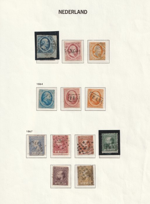 Nederländerna 1852/1868 - King Willem III - NVPH 1 till 12, på albumsidan