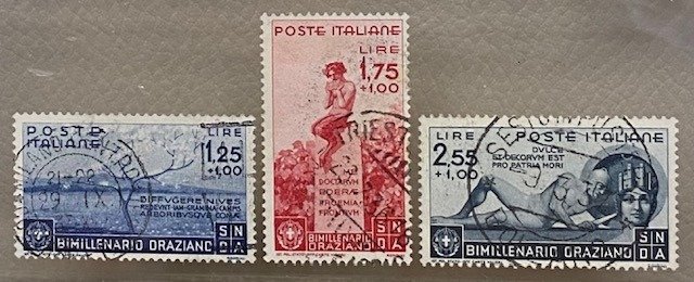 意大利王国 1936 - Bimillenario Oraziano 3v 二手 - Sassone N. 403/405