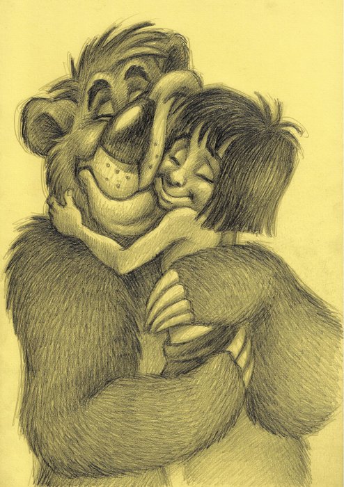 Joan Vizcarra - Mowgli & Baloo [The Jungle Book] - Fine Art Giclée - Hand Signed - First Edition