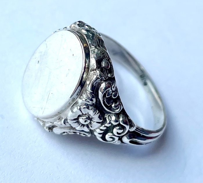 Fără preț de rezervă - Inel Argint, Inel de argint cu sigiliu victorian 