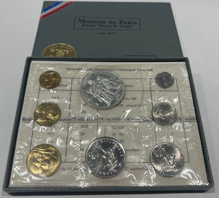 Frankreich. Year Set (FDC) 1972 (8 monnaies)