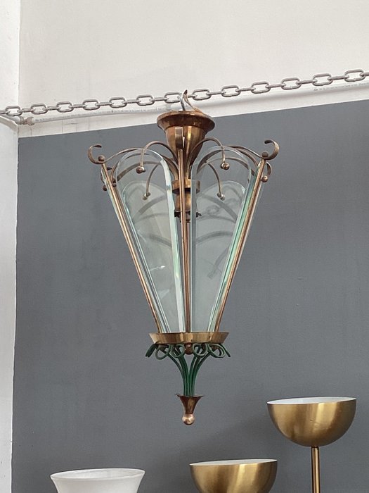 Lámpara colgante - Latón, Vidrio