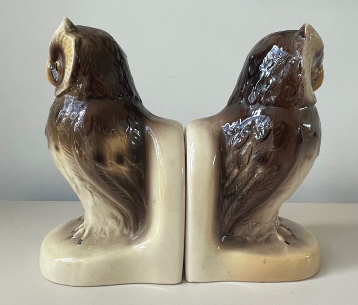 Jema Holland - 书挡 (2) - 两个猫头鹰书立 - 陶器