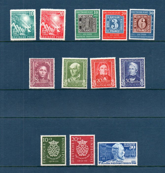 Germania, Repubblica Federale 1949/1950 - Vintage Michel 111/22 Completamente nuovo, mai linguellato - 111/22