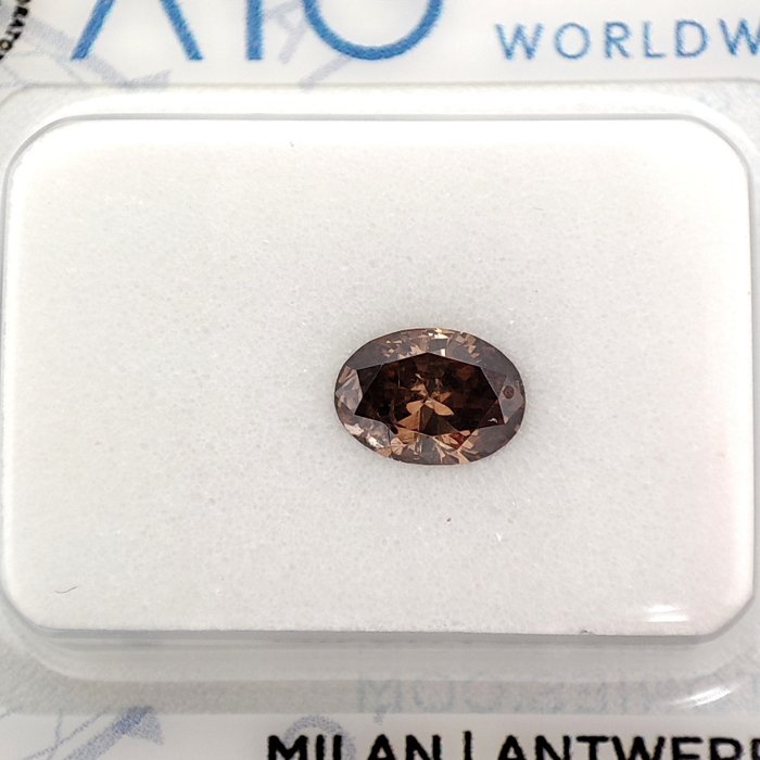 Diamant - 0.43 ct - Oval - Fancy Deep Yellowish Brown - SI3 *No Reserve Price*