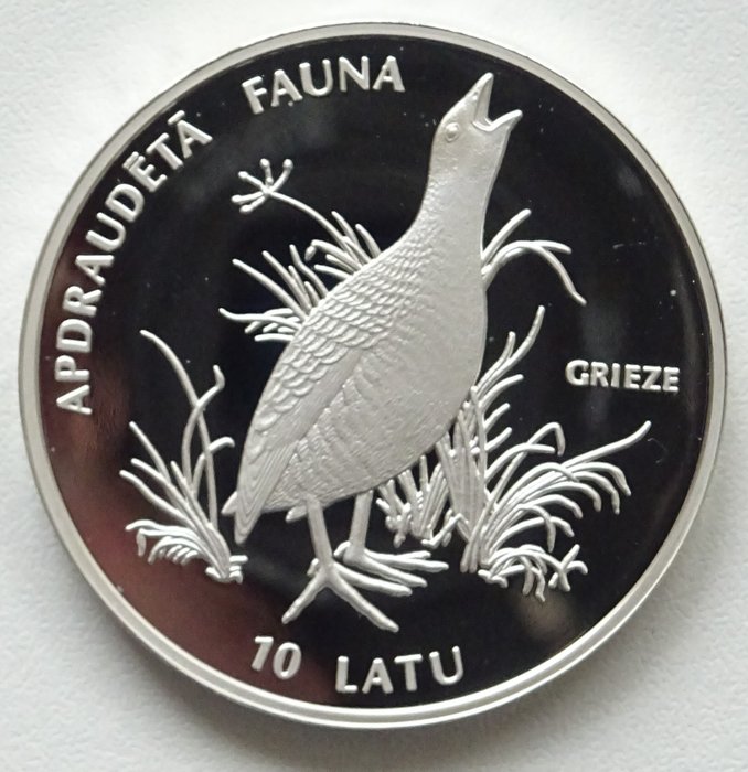 Letónia. 10 Latu 1996 "Wildlife" - Kwartel (Grieze), Proof - KM# 33.  (Sem preço de reserva)