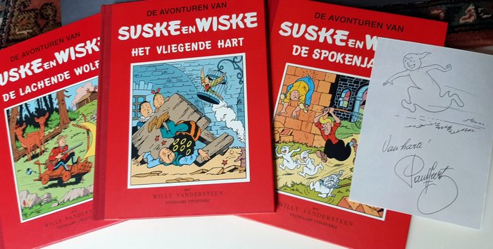 Suske en Wiske - Het Vliegende Hart - De Lachende Wolf - De Spokenjagers (luxe rood linnen klassieke uitgaven) - plus - 3 Album - Begrenset utgave - 1995/1996