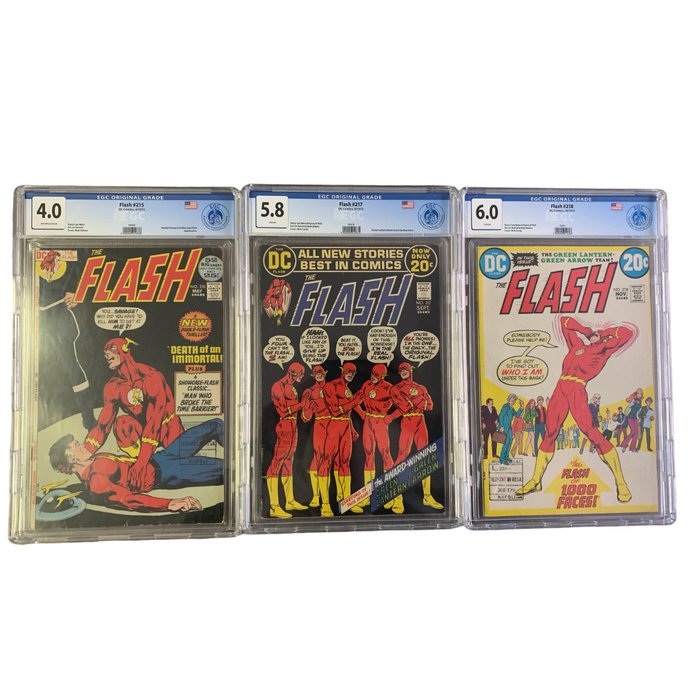 The Flash #215,217,218 - EGC graded 4.0,5.8,6.0 - 3 Graded comic - 1972
