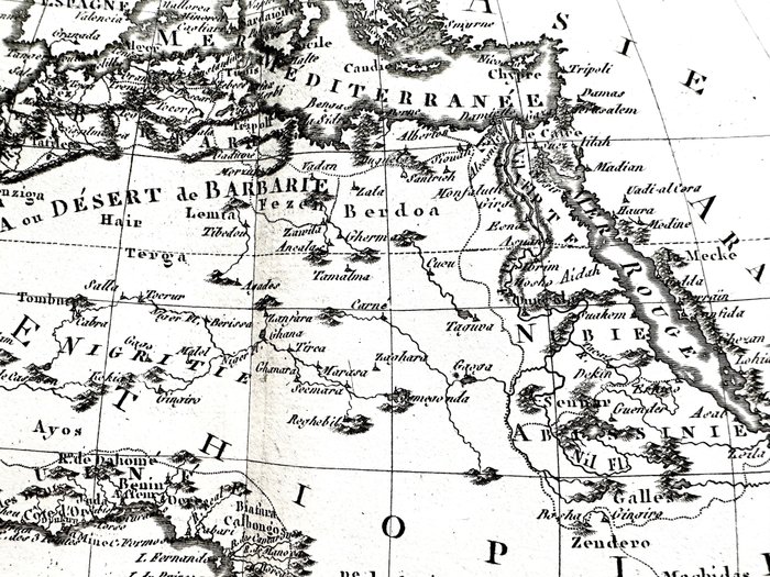 Africa, Hartă - Madagascar/Magreb; Rigobert Bonne - Afrique - 1781-1800