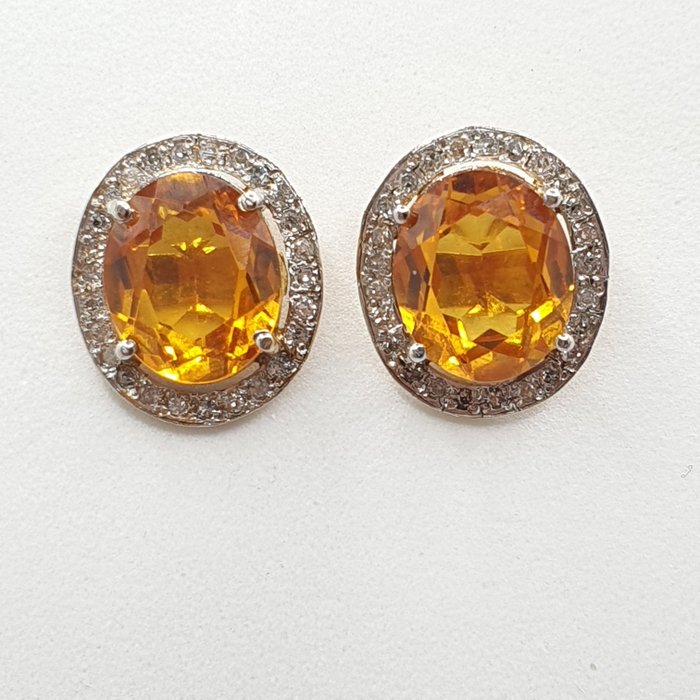 Ohrringe Gelbgold Citrin - Diamant 