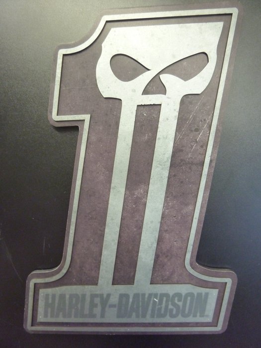 Harley Davidson - 标志 - 哈雷戴维森摩托车 XXL 标志美国骷髅 1 号骑自行车者车库 - 中密度纤维板