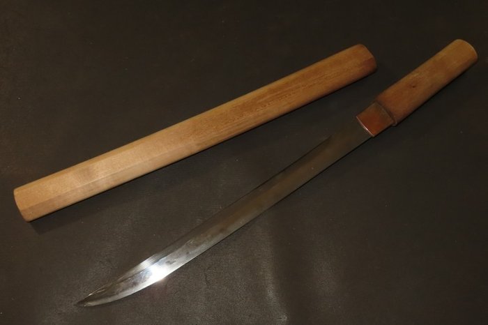 武士刀 - 玉金 - Nagamakinaoshi Wakizashi w/White Sheath : A3-790 - 日本 - 江戶時代（1600-1868）  (沒有保留價)