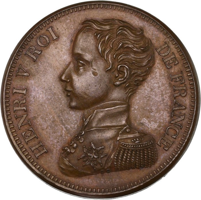 França. Henrique V (pretendente). 5 Francs (module) 2 Août 1830