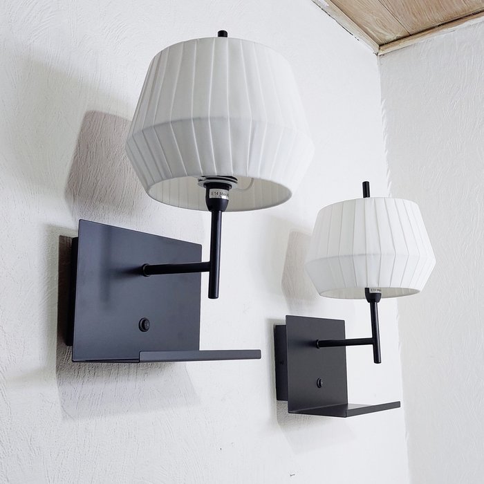Nordlux - - Says Who - Wall lamp (2) - Dicte - Black & White - Cotton, Metal