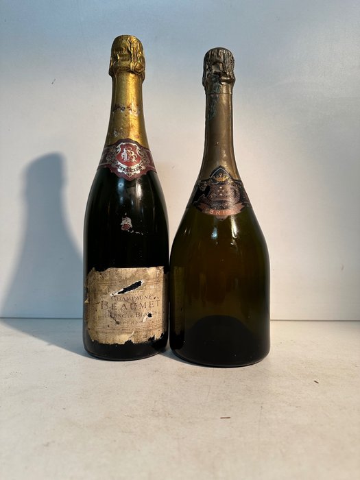 Ruinart, Beaumet, 80s Beaumet Cuvee Blanc de Blancs Brut(1) & 60s/70s Dom Ruinart Blanc de Blancs Brut(1) - Champagne - 2 Flaschen (0,75 l)