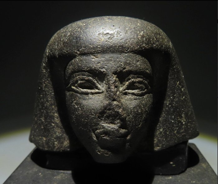 Antiguo Egipto granodiorita Jefe de un dignatario. Nuevo Imperio, 1550 - 1070 a.C. 11 cm de longitud. Licencia de Importación