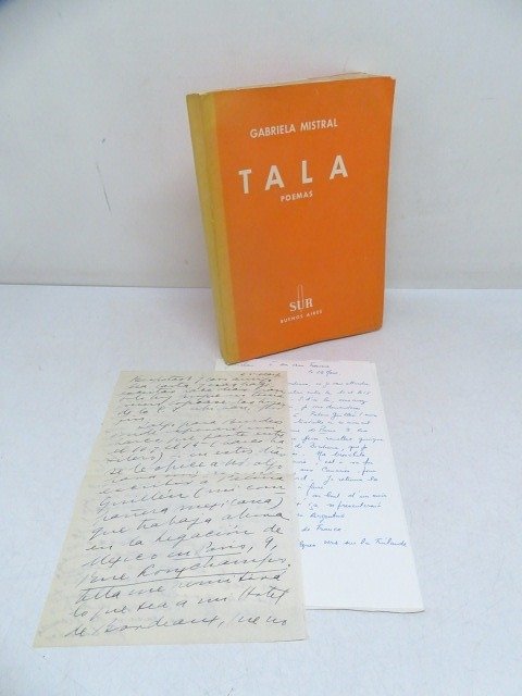 Gabriela Mistral - Tala. Poemas [with two handwritten letters including one from Gabriela] - 1938