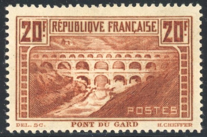法國 1929/1931 - Pont du Gard - 簽名小牛 - 一流 - 價格：550 歐元 - Yvert 262**