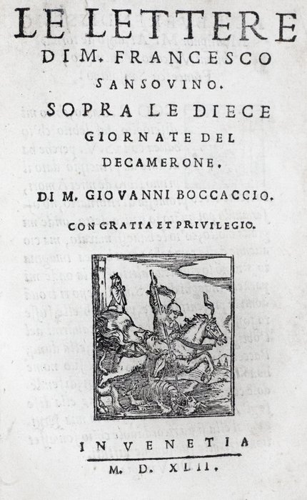 Boccaccio / Sansovino - Sopra le Diece Giornate del Decamerone di Boccaccio - 1542