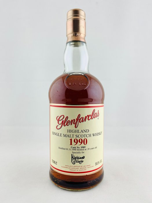 Glenfarclas 1990 20 years old - Single Cask no. 9589 for Highland Circle - Original bottling  - 700 ml