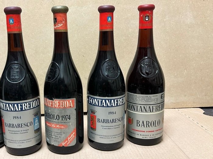 1984 , 1974 Fontanafredda Barolo & Barbaresco - Piemont - 4 Bottles (0.75L)