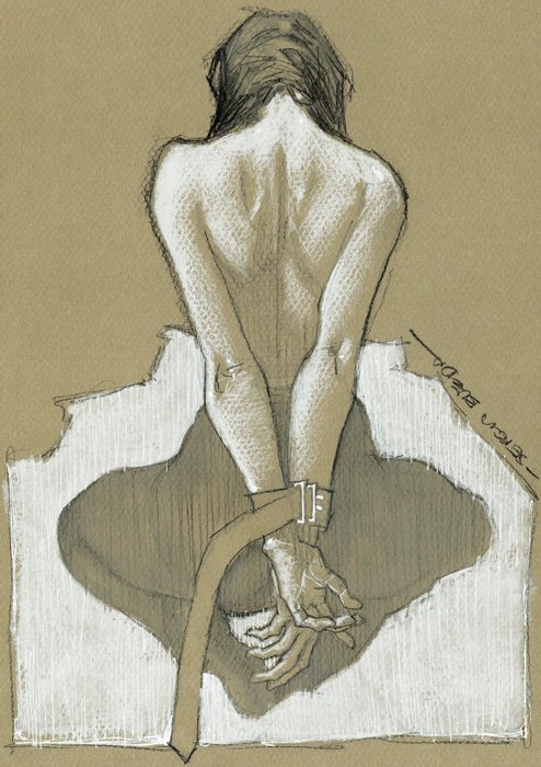 Sergio Bleda - BDSM Friday - Published in "BDSMHOY" Magazine - Original Painting - 30 x 21 cm