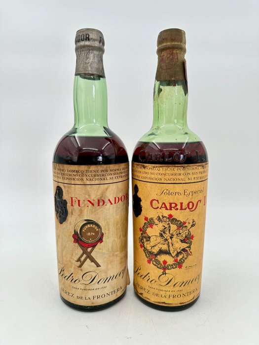 Pedro Domecq - Carlos I & Fundador  - b. jaren 1950 - 75cl - 2 flessen