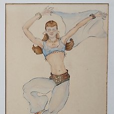 Han Rehm (1908-1970) – Oriëntaalse danseres – Art Deco tekening