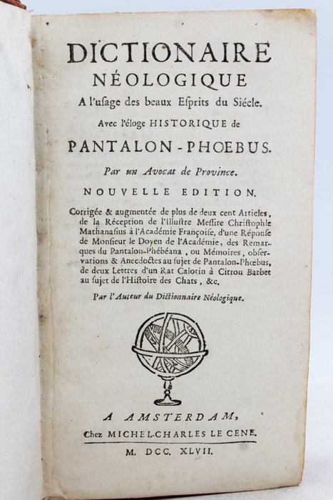 M.M. Pierre- François Guyot Desfontaines et Jean-Jacques Le Bel - Dicionnaire Néologique - 1731