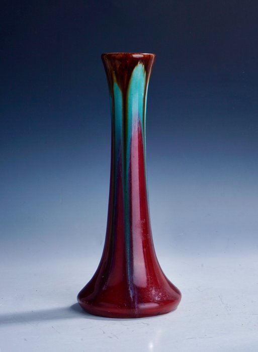 Faiencerie de Thulin - 花瓶 -  紫綠棕色調滴釉花瓶 • 1930 年代  - 陶瓷