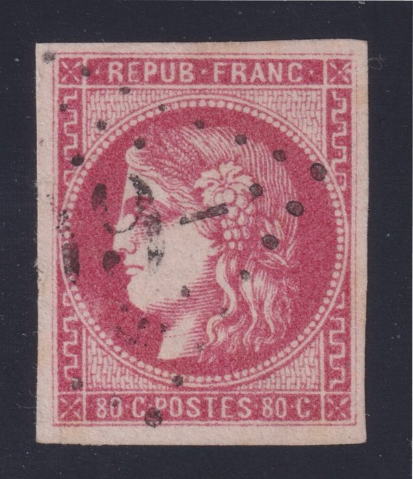 Franciaország 1870 - Bordeaux-i szám, a 49. sz. törölve, Brun et Calves aláírta. Lenyűgöző - Yvert