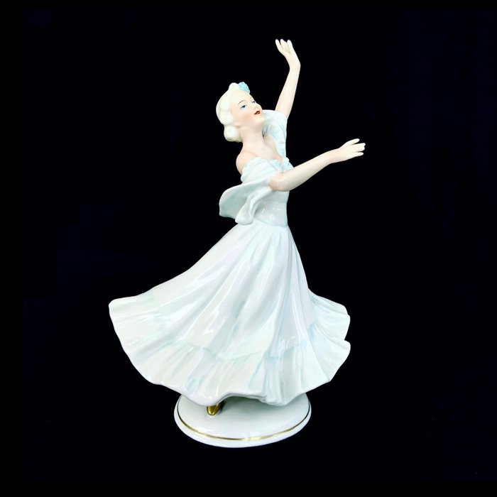 Unterweissbach - Art Deco Style - "Dancing Ballerina" (23 cm) - ca 1960 - Statuette - Porcelæn