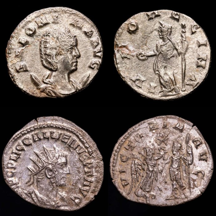 Empire romain. Salonina & Gallienus. Lot comprising two (2) antoninianus Rome & Samosata mint. SALONINA AVG / VICTORIA AVGG  (Sans Prix de Réserve)