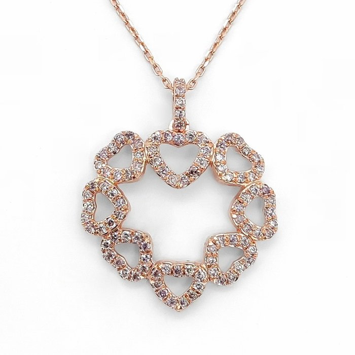 Bez ceny minimalnej
 - 0.33 Carat Pink Diamonds - Wisiorek - 14-karatowe Różowe złoto 
