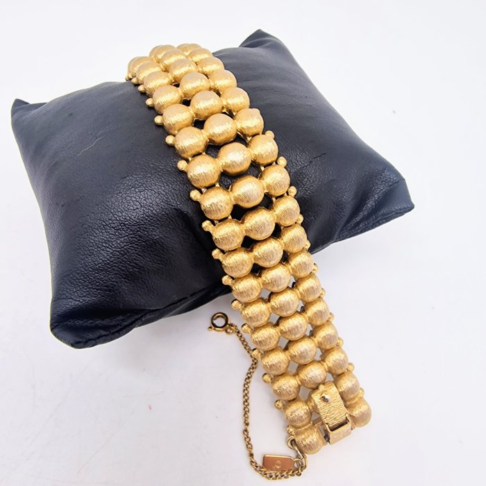 Monet massive gold plated 1970s bracelet safety chain - Gold-plated - 手镯