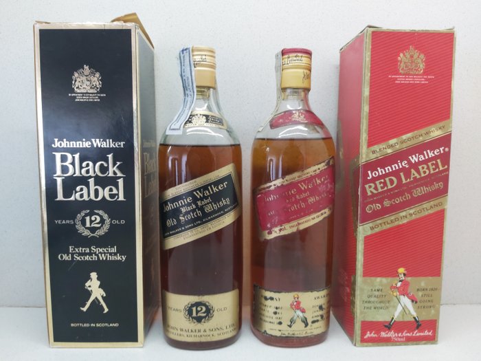 Johnnie Walker - Red Label & 12 years old Black Label  - 75 cl - 2 sticle
