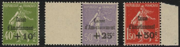 Frankrig 1931 - Synkende fond - Den komplette serie - Superb - Bedømmelse: €675 - Yvert 275/77**